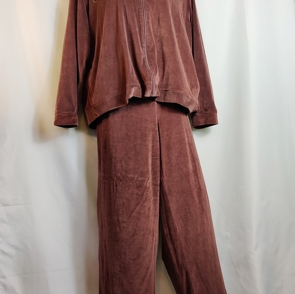 Y2K velvet 2pc jogging suit Ashley Stewart brown 2X‎ - Picture 4 of 6